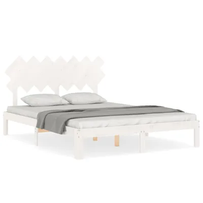 Image de vidaXL Lit en bois massif sans matelas Blanc 140x190 cm pin