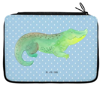 Produktbild von Mr. & Mrs. Panda Etui Krokodil - Blau Pastell - Geschenk, Beste Freundin, Federtasche, Meer, Stifteetui, Abenteuerlust, Lieblingsmensch, Bleistiftetui, Federmappe