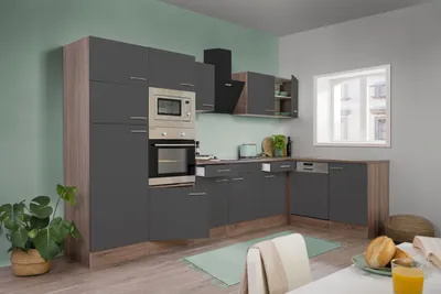 Produktbild von Küche Küchenzeile  Winkelküche Eiche York Grau Oliver 340 x 172 cm Respekta