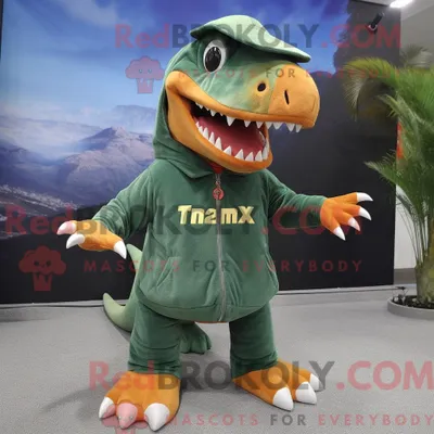 Immagine prodotto di Personaggio in costume mascotte REDBROKOLY T Rex vestito con abito e berretti