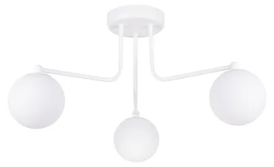 Produktbild von Deckenlampe Metall Glas B: 62 cm Weiß G9 3-flammig Kugel Schirm Modern Deckenleuchte