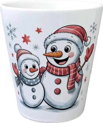 Produktbild von Cartoon Schneemänner Schneeflocken Blumentopf