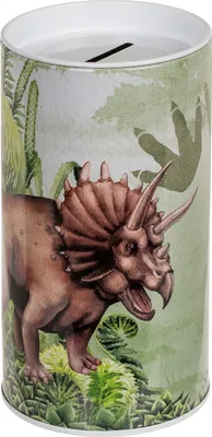 Produktbild von Metall Spardose Dinosaurier 15,5·8cm abnehmbarer Deckel Triceratops