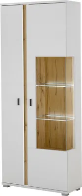 Produktbild von Vitrine Glastür rechts weiß mit Eiche LOVENO-61