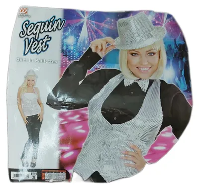 Obrázok produktu pre Kostým Flitrová vesta strieborná Dámska veľkosť: XL