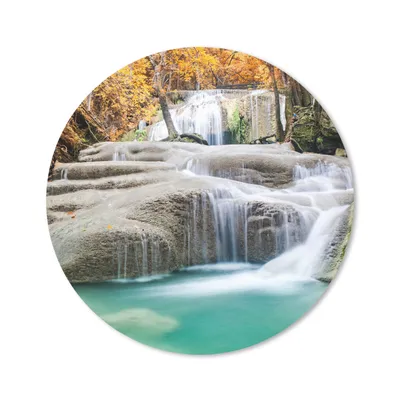 Produktbild von MuchoWow® Mauspad Mousepad Wald - Wasserfall - Herbst 20x20 cm - Mousepads - Maus Mat - Pad - Mausunterlage - Schreibtischmatte