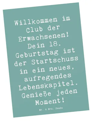 Produktbild von Mr. & Mrs. Panda Grußkarte Spruch 18. Geburtstag Start - Meeresbrise - Geschenk, Ansichtskarte, neue Möglichkeiten, unvergesslicher Tag, Happy Birthday, Freiheitsgefühl