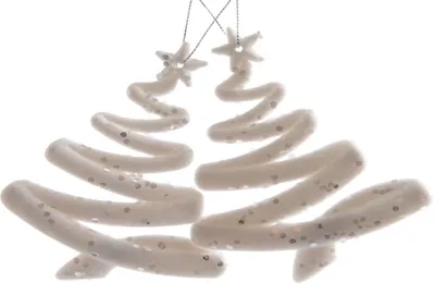 Produktbild von Christbaumschmuck Baum Kunststoff Länge 12 cm 2 Stück weiß
