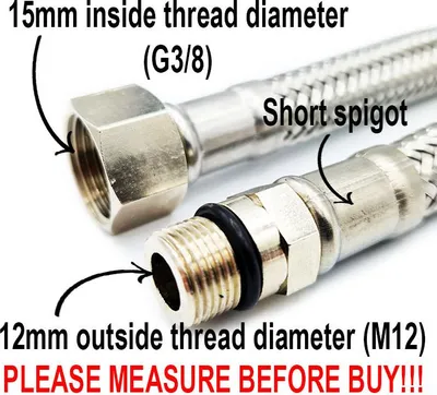 Produktbild von Flexibler Stahlgewebeschlauch 3/8"xM12, Länge 60 cm