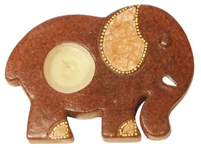 Produktbild von Teelichthalter "Elefant" Terracotta braun 15cm