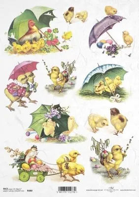 Image de ITD Papier de riz découpage Papier de bricolage Technique de serviettes-R480 Poules Pâques