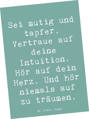 Produktbild von Mr. & Mrs. Panda Postkarte Spruch Mutig zu sich selbst stehen - Meeresbrise - Geschenk, träumen, Selbstvertrauen, Trost, einzelkarte, Einzigartigkeit, Grußkarte, Erfolg