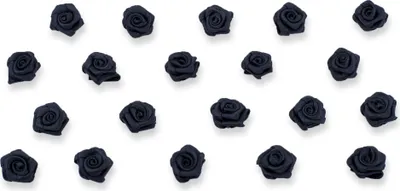 Satinrosen 15mm zum Basteln & Aufnähen 20 Stück Schwarz