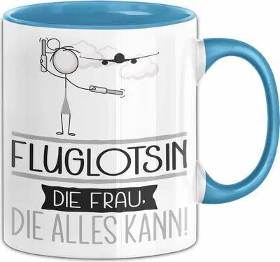 Produktbild von Fluglotsin Geschenk Tasse Becher Die Frau Die Allen Kann Geschenkidee für eine Fluglotsin Lustig (Blau)