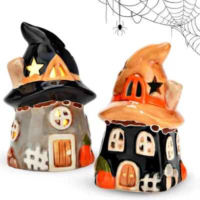 Image de Set de maisons de sorcières LED en céramique, décoration d'Halloween 10 cm