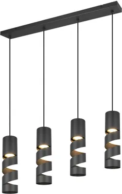 Image de Suspension STREAM noire 4xGU10x10W en métal, dimensions : 150x80x9 cm, IP20, Trio