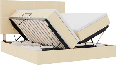 Produktbild von vidaXL Aufbewahrungsbett mit Kopfteil Creme 200 x 200 cm Stoff