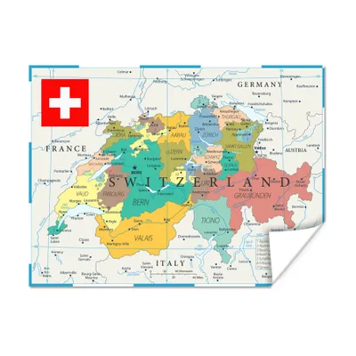 Obrázok produktu pre MuchoWow® Plagát - Farebná mapa Švajčiarska - 40x30