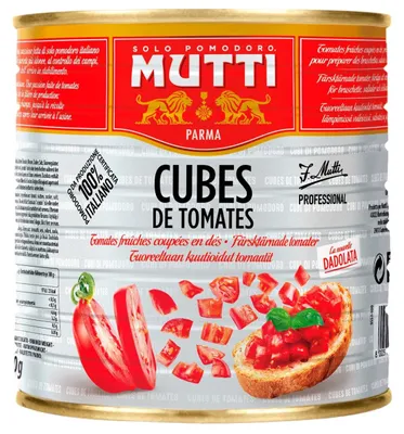 Produktbild von Mutti Tomatenblokjes 2450g – Geschälte Tomatenwürfel, 100% natürlich, ideal für Saucen & Suppen