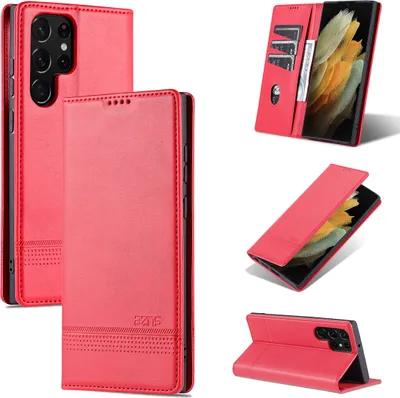 Immagine prodotto di Galaxy S22 Ultra 5G Custodia in pelle, Flip Cover Wallet Case Chiusura magnetica Stand Custodia protettiva per Samsung Galaxy S22 Ultra 5G Rosa