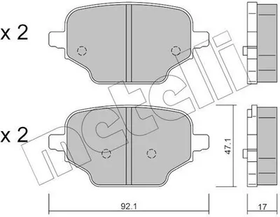 Produktbild von METELLI Bremsbeläge Satz Hinten Bremsklötze für CITROËN Berlingo (K9) 22-1245-0