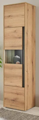 Produktbild von Vitrine "Center" in Evoke Eiche und grau Vitrinenschrank 50 x 197 cm