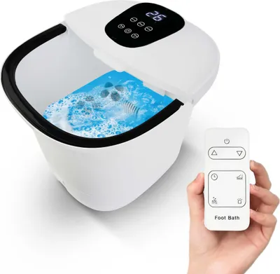 Produktbild von Niceey Fußsprudelbad 3XL, 6 Zeiteinstellungen, Fußmassagegerät mit Massagefunktion, Elektrische Fußbadewanne zwischen 32°C und 48°C, Mit Fernbedienung, 14L, Weiß