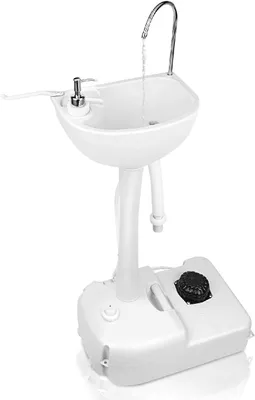 Produktbild von GOPLUS Mobiles Campingwaschbecken, Handwaschbecken mit Fußpumpe & 17L Wassertank, Spülbecken mit Spender für Flüssigseife & Handtuchhalter, Campingspüle