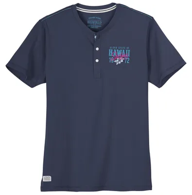 Produktbild von Redfield Übergrößen Henley T-Shirt denimblau Print