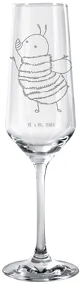 Produktbild von Mr. & Mrs. Panda Glas Hummel flauschig - Transparent - Geschenk, Biene, Natur, graviertes sektglas, graviert, Lustige Sprüche, Blume, Trinkglas, Champagnerglas