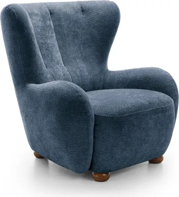 Produktbild von Ohrensessel FILO Dress Me 06 Blau Sessel Relaxsessel Fernsehsessel Holzfüße Natur
