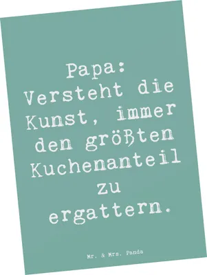 Produktbild von Mr. & Mrs. Panda Grußkarte Spruch Papa Kuchenmeister - Meeresbrise - Geschenk, Postkarte, bildkarte, Ansichtskarten, herzerwärmende Sprüche, Dad, Witz, Postkarten, Kuchen