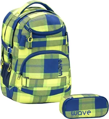 Produktbild von Wave Schulrucksack 30L Set mit Schlamper NEON PATTERN 5 Klasse Mädchen Jungen