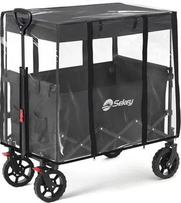 Produktbild von Sekey Regenschutz Transparent für Bollerwagen mit Dach, 75 x 50 x 65 cm