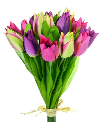 Imagen del producto de Tulipanes artificiales, coloridos, 15 unidades, para decoración