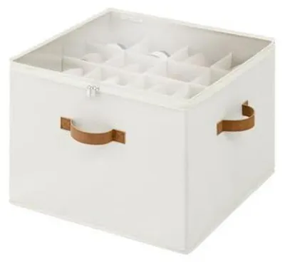 Obrázok produktu pre Organizér na topánky do skrine, skladací, pojme až 16 párov, s rúčkou, béžovej farby, rozmer 43 x 43 x 32 cm