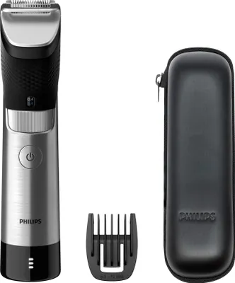 Zdjęcie produktu dla Philips Beard trimmer 9000 Prestige BT9810/15 Trymer do brody, Czarny, Srebrny, 0,4 mm, 1 cm, Stal nierdzewna, Bateria, 120 min