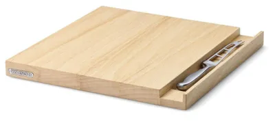 Produktbild von Continenta Käsebrett mit Messer Gummibaumholz 25x25x2,5cm