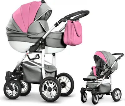 Produktbild von Kinderwagen-Set Craft Eco 2 in 1 in Grau-Rosa - 13 Teile - in 16 Farben erhältlich