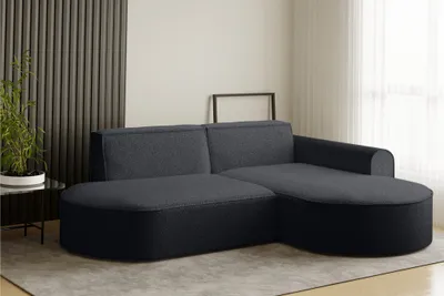 Produktbild von Ecksofa Designersofa BONDY in Stoff Ascot Schwarz Ottomane Rechts