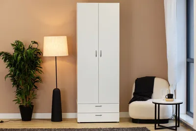 Obrázek produktu pro Dvoudveřová šatní skříň 74 cm se šuplíky RICHLAND - bílá