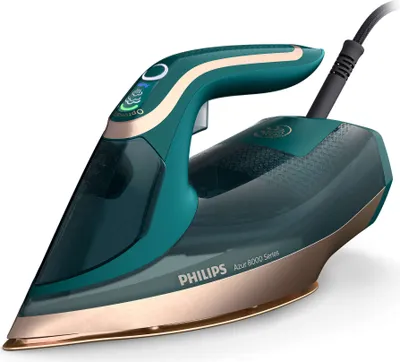 Produktbild von Philips Azur Bügeleisen 8000 Series mit Keramikbügelsohle, 70 g/min kostanter Dampf, 3000 W, Türkis (DST8030/70)