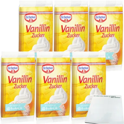 Produktbild von Dr. Oetker Vanillin Zucker aromatisch zum Backen und verfeinern von Süßspeisen 6er Pack (6x40g Packung 5er) + usy Block