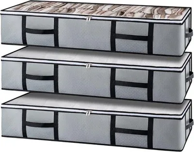 Produktbild von Graue Unterbett-Boxen 100x46x19cm Stoff
