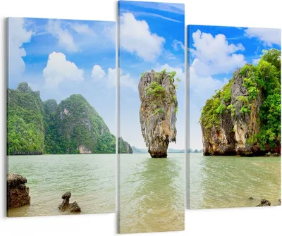Produktbild von Bild auf Leinwand - Leinwandbild - Stein Strand Landschaft - 95x80cm - Wand Bild - Wanddeko - Leinwanddruck - Bilder - Kunstdruck - Wanddekoration - Leinwand bilder - Wandkunst - CB95x80-0224