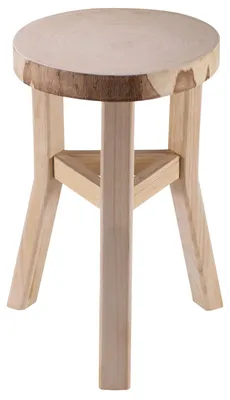 Produktbild von Sitzhocker ZAHORA geölt, Blumenhocker aus Paulownia Holz, Beistell Hocker ist naturbelassen, Pflanzenhocker rund mit Querbalken
