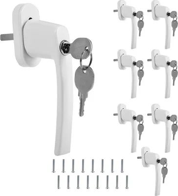Immagine prodotto di Jopassy maniglia della finestra serratura della finestra maniglia della porta del balcone design alluminio bloccabile bianco con chiave uguale maniglia 8X