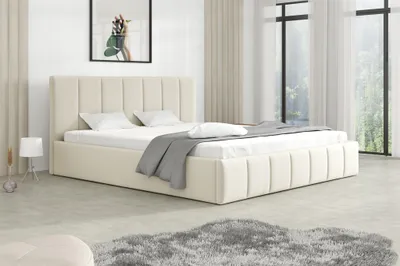 Produktbild von Polsterbett Doppelbett DETROIT 140x200cm Stoff Magic Velvet Creme