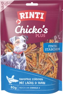 Produktbild von RINTI Chicko Plus Fischstäbchen, Snacks, Hund, Adult, Huhn, Fisch, Lachs, 80 g