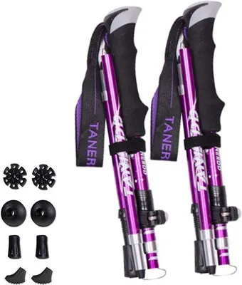 Produktbild von Unyqoos® Verstellbare Trekkingstöcke mit Antischock, teleskopisch & zusammenklappbar, ultraleicht – Nordic Walking Stöcke für Senioren, Damen & Herren